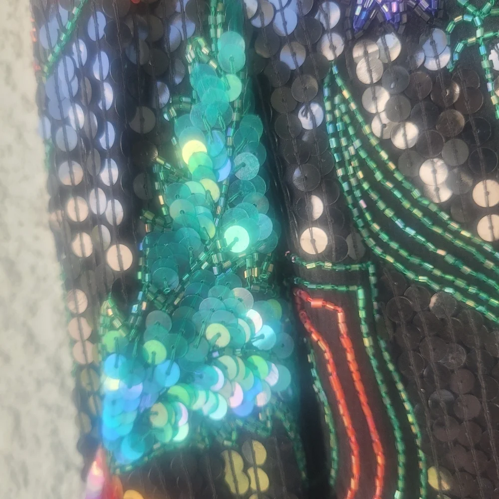 Scala Vintage Colorful Beaded  Floral Silk Statement  Jacket - Picture 5 of 10